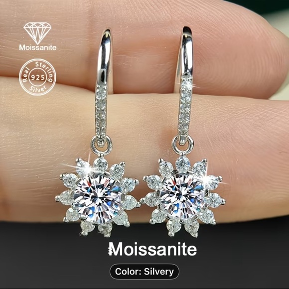 NEW Moissanite 1 Carat Sterling 925 Earrings - Picture 6 of 8